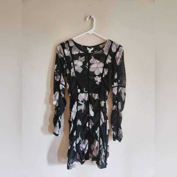 NWT Black Floral Sheer Dress - Picture 8 of 9